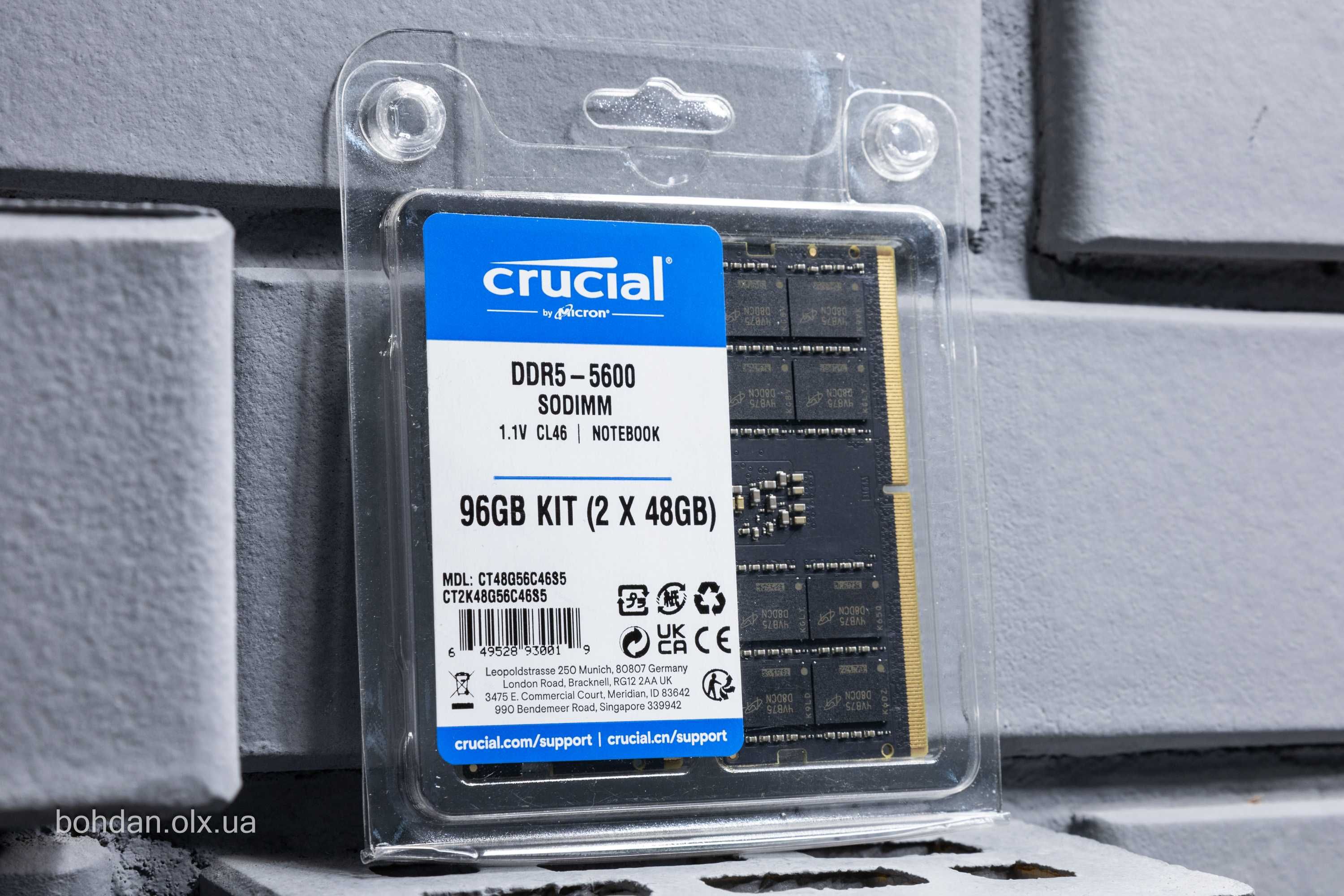 Crucial 96GB Kit (48GBx2) DDR5-5600 SODIMM (CT2K48G56C46S5)