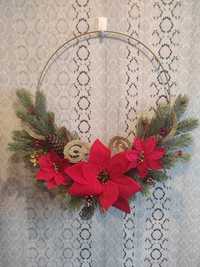 Wianek świąteczny Bożonarodzeniowy gwiazda betlejemska dekoracja