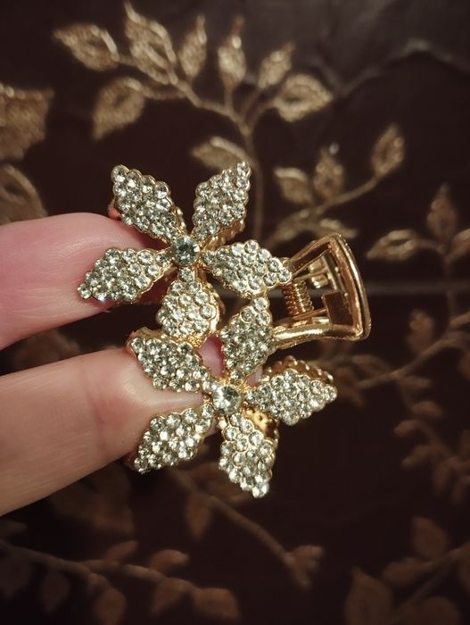 Dwie nowe spinki ślubne do włosów klamry kol. Złoty srebrny cyrkonie