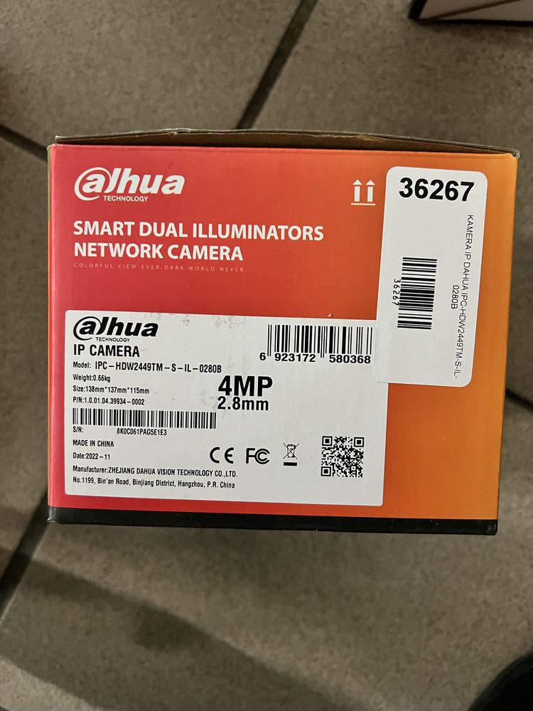 Kamera do monitoringu IP Dahua 3 kamery rejestrator dysk router puszki