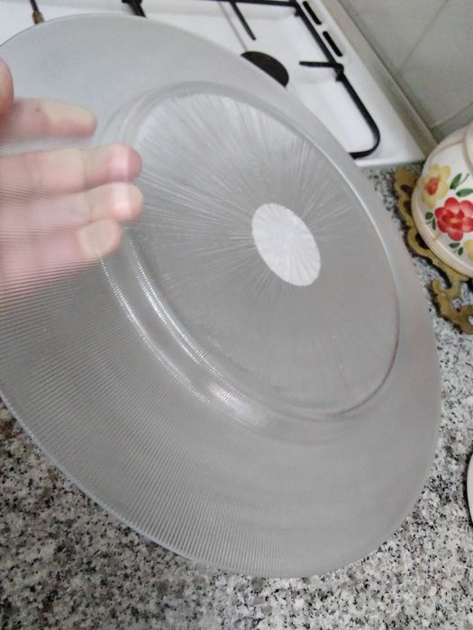 Prato de servir, vidro, 33cm diâmetro