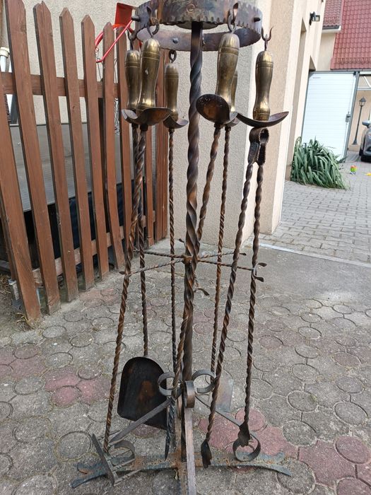 Mosiężny zestaw do kominka