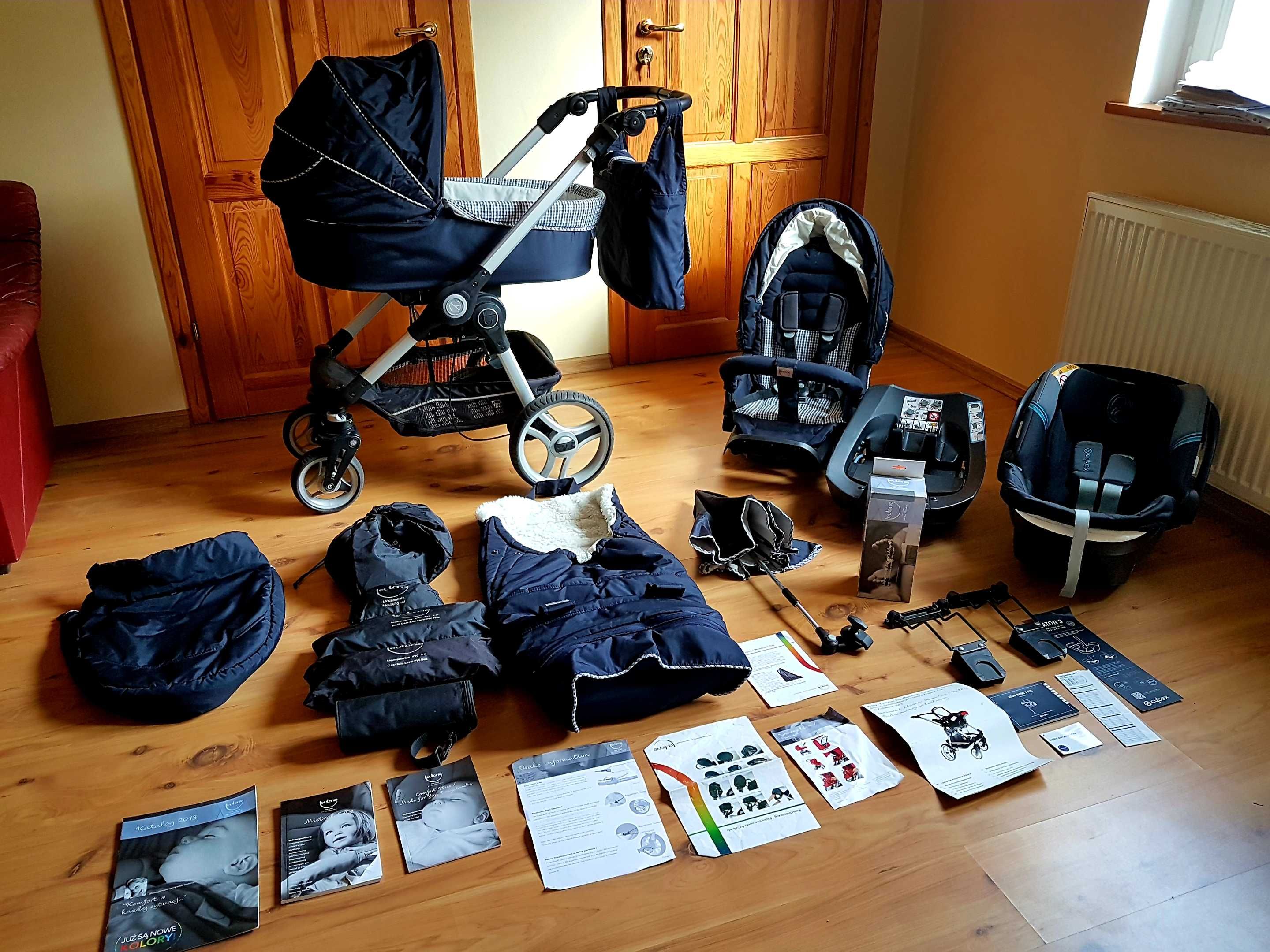 Komplet Wózek Teutonia BeYou + Fotelik Cybex Aton 3 z dodatkami