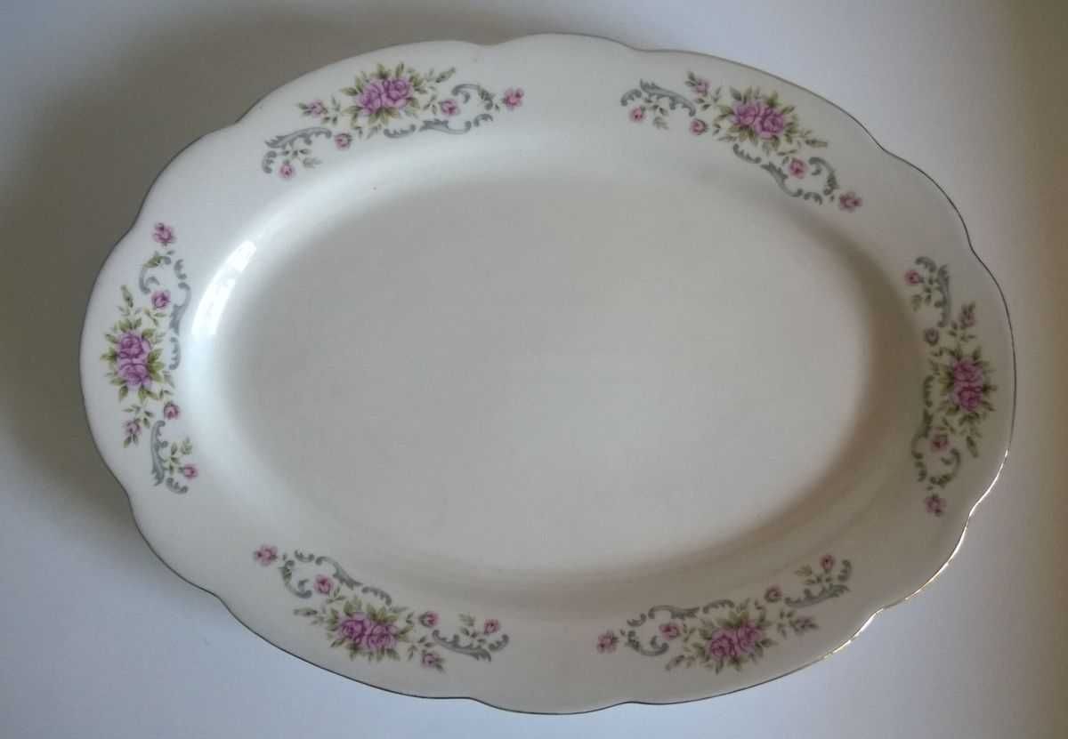 Mały półmisek owalny porcelana chińska 26 cm biały kwiaty