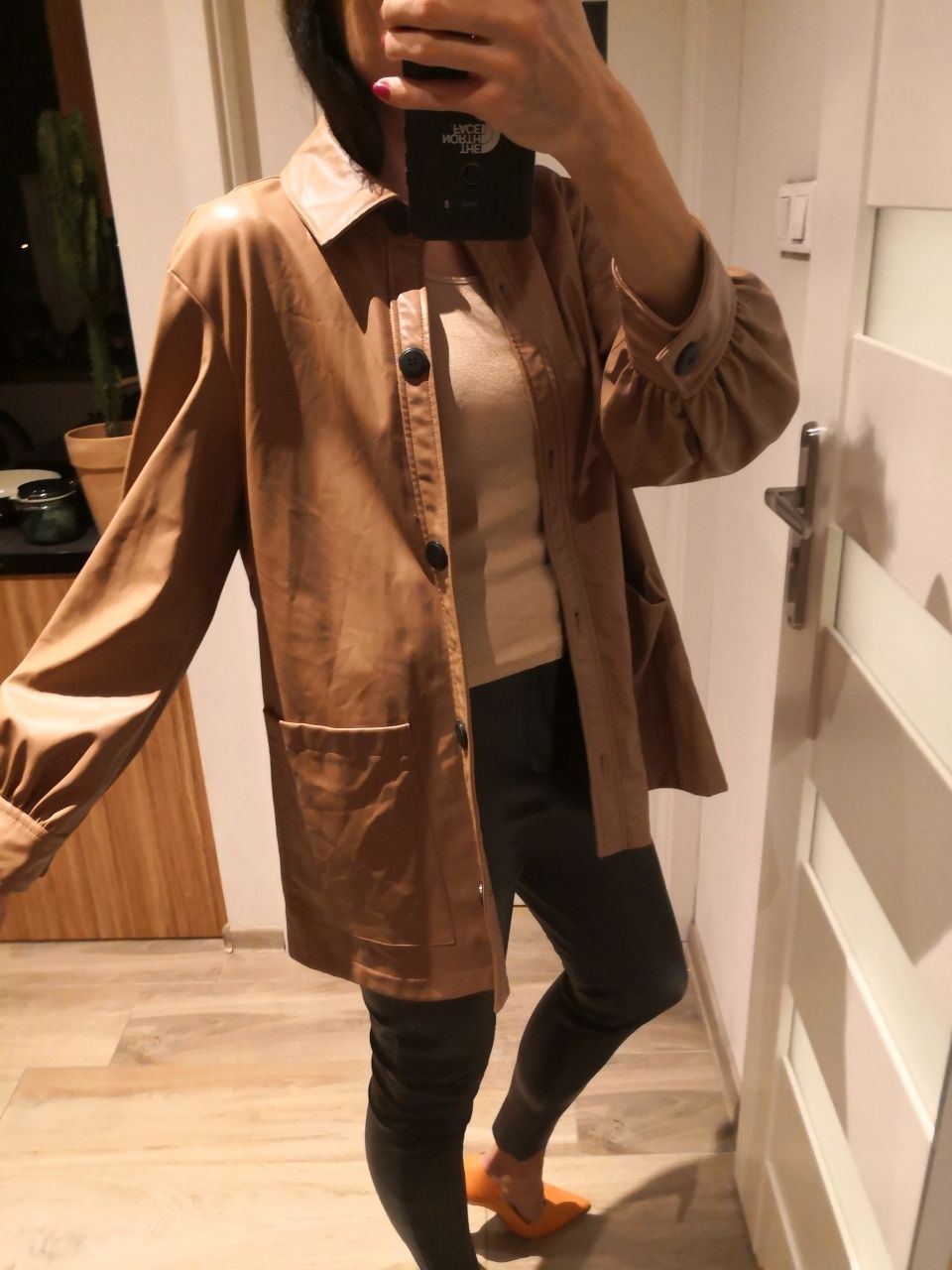ZARA nowa skórzana eko kurtka żakiet camel xs