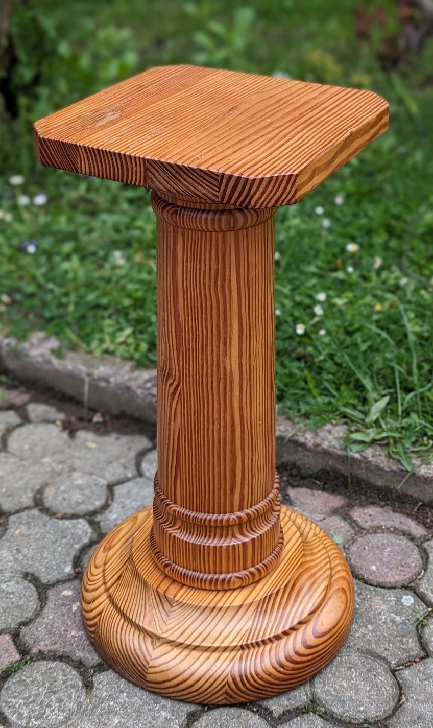 Drewniany stojak na kwiaty, stolik boczny, kolumna drewniana