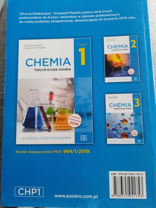 Chemia 1 zakres podstawowy  Podręcznik dla liceum ogólnokształcącego i