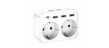 Lencent 6 w 1 - uniwersalna ładowarka z 2xac, 3xusb, końcówka Uk
