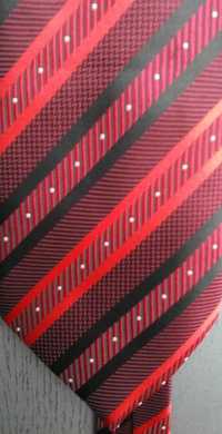 Krawat Yxite, jedwab, ręcznie robiony, czerwony, bordo, czarny, biały