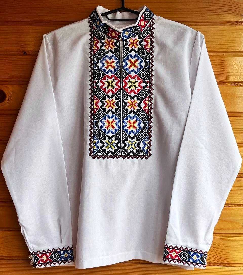 110-170р. Вишиванки для хлопчика «Родинні обереги» Біла лляна сорочка