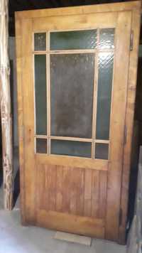 Drzwi z litego drewna, świerkowe, przeszklone