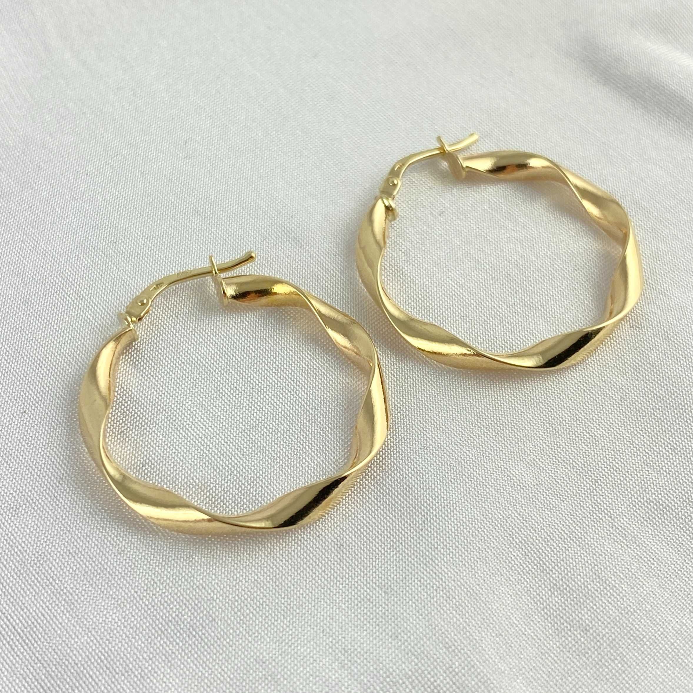 Lśniące ZŁOTE kolczyki skręcane KOŁA 2,6 cm PR. 585 (14K)