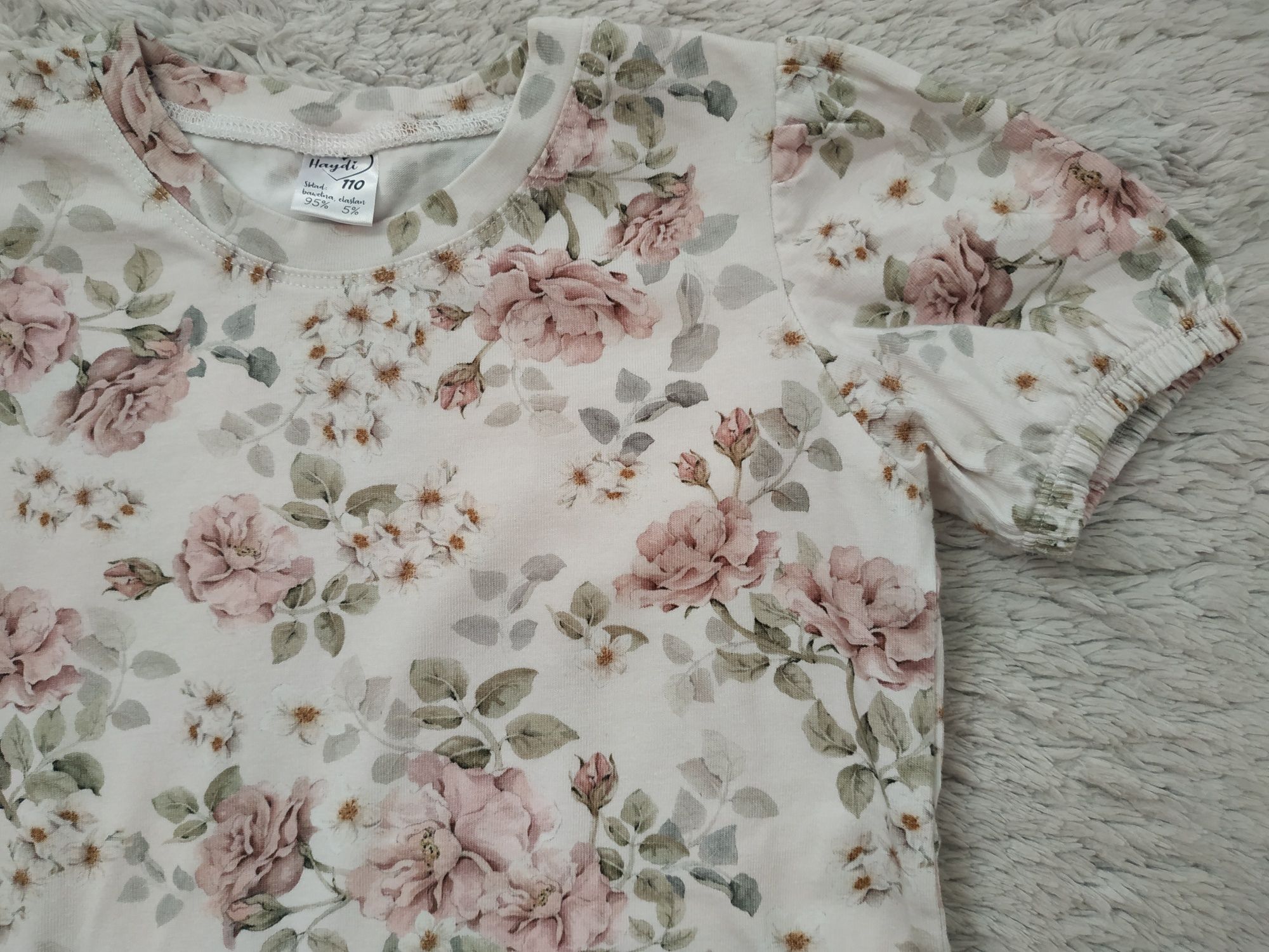 Urocza bluzka/krótki rękaw/lato/kwiatki/jak newbie/Haydi/98/104/110