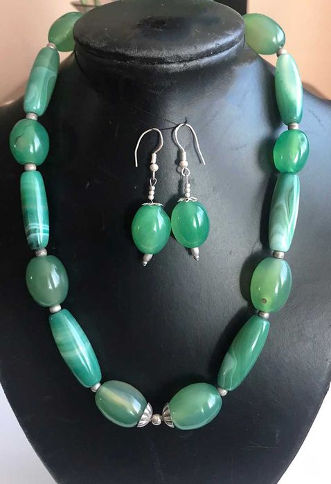 Naszyjnik z kamieni naturalnych, awenturyn i agaty