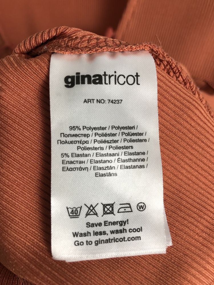 Gina Tricot pomarańczowa ceglana bluzka ze sznurowanym dekoltem M