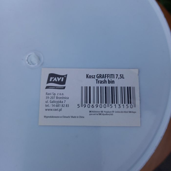 Kosz na śmieci czarny wys. 26cm