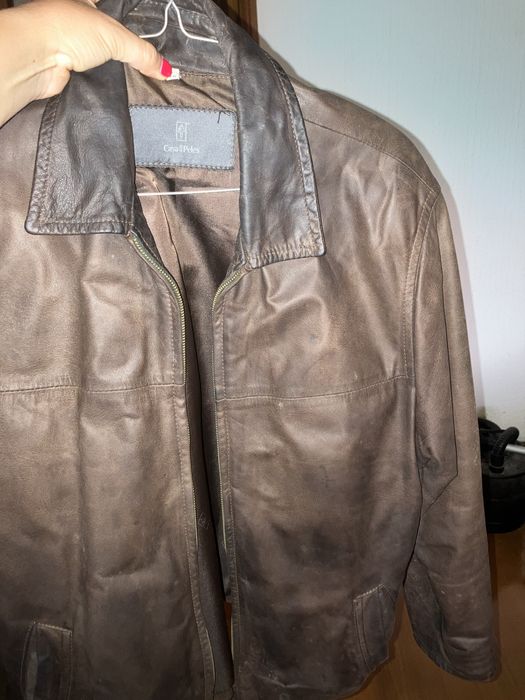 Blusao pele genuino castanho Casa das Peles