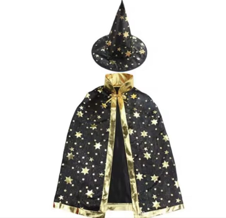 Strój Peleryna i kapelusz halloween,Andrzejki,czarodziej ,czarwonica