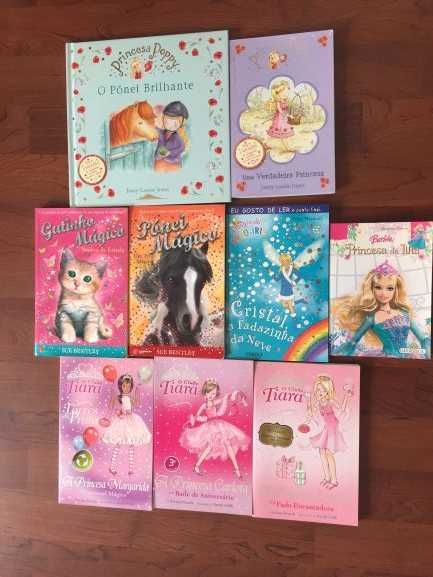 Livros da Barbie, princesas e fadas