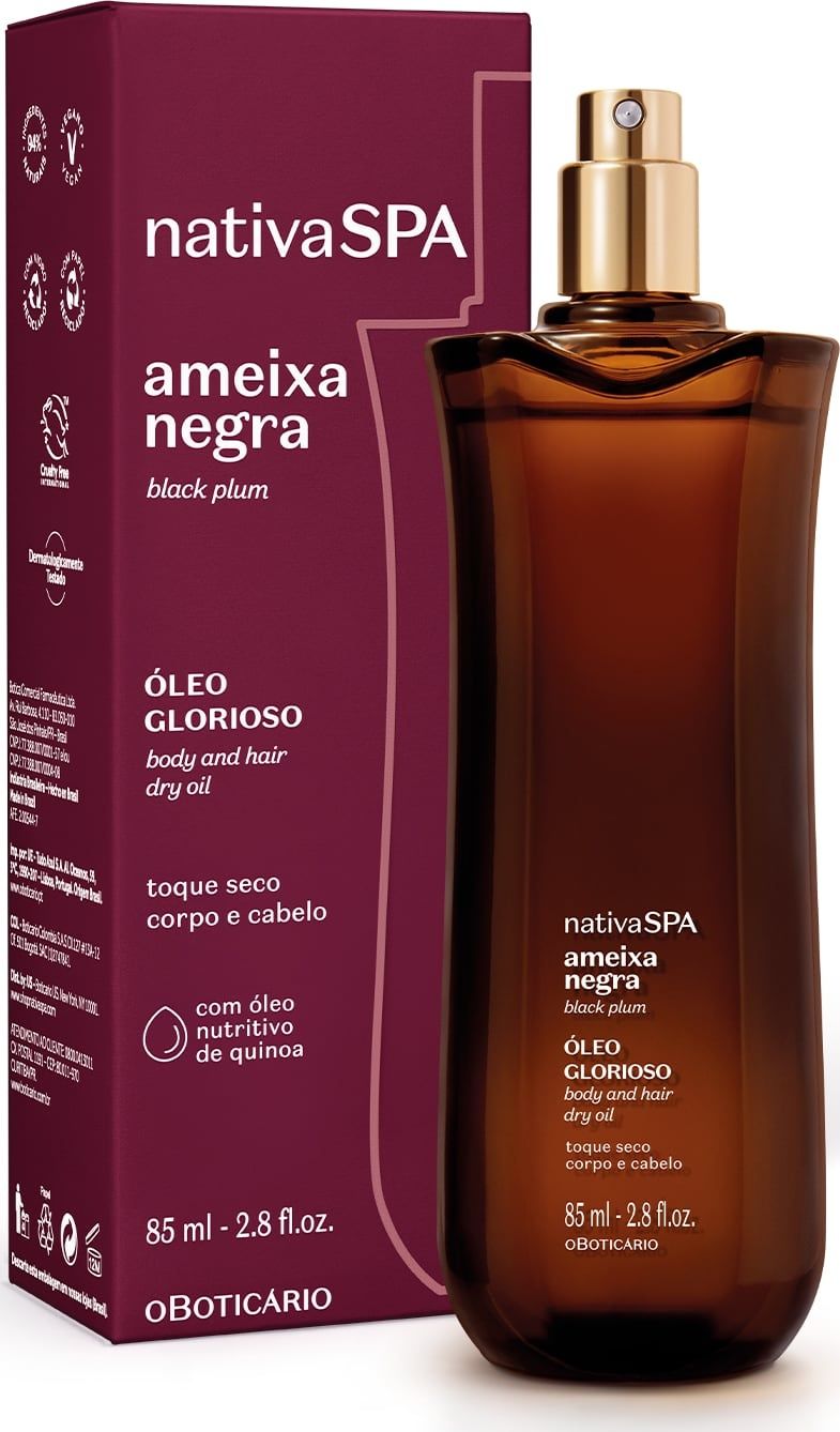 Óleos gloriosos corpo e cabelo ameixa / ameixa negra O Boticár