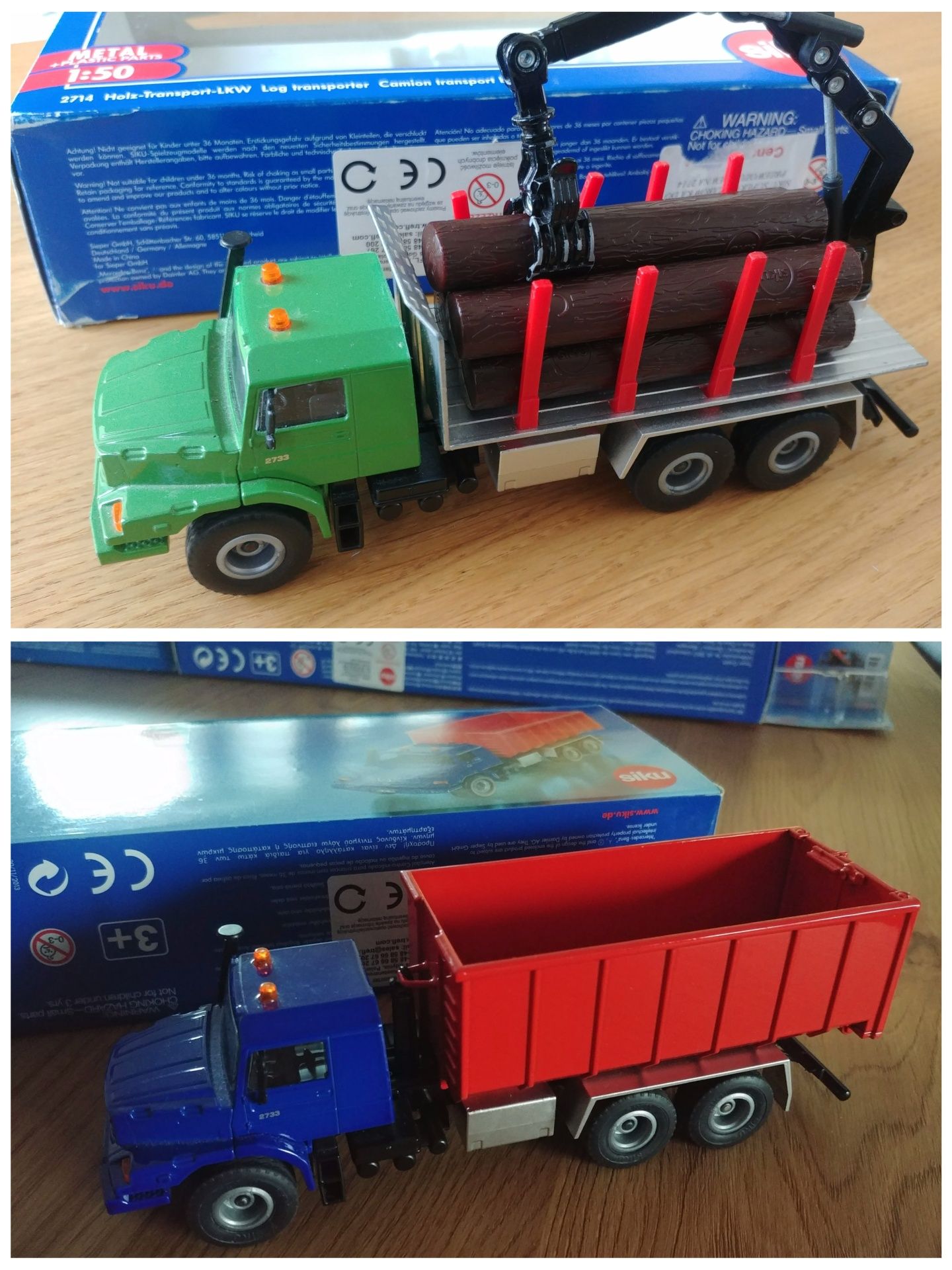 Siku dwa modele Mercedes-Benz Zetros do drewna 2714 i kontener 3546