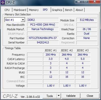 Оперативна пам'ять ноутбука SODIMM DDR2 512Mb парна.