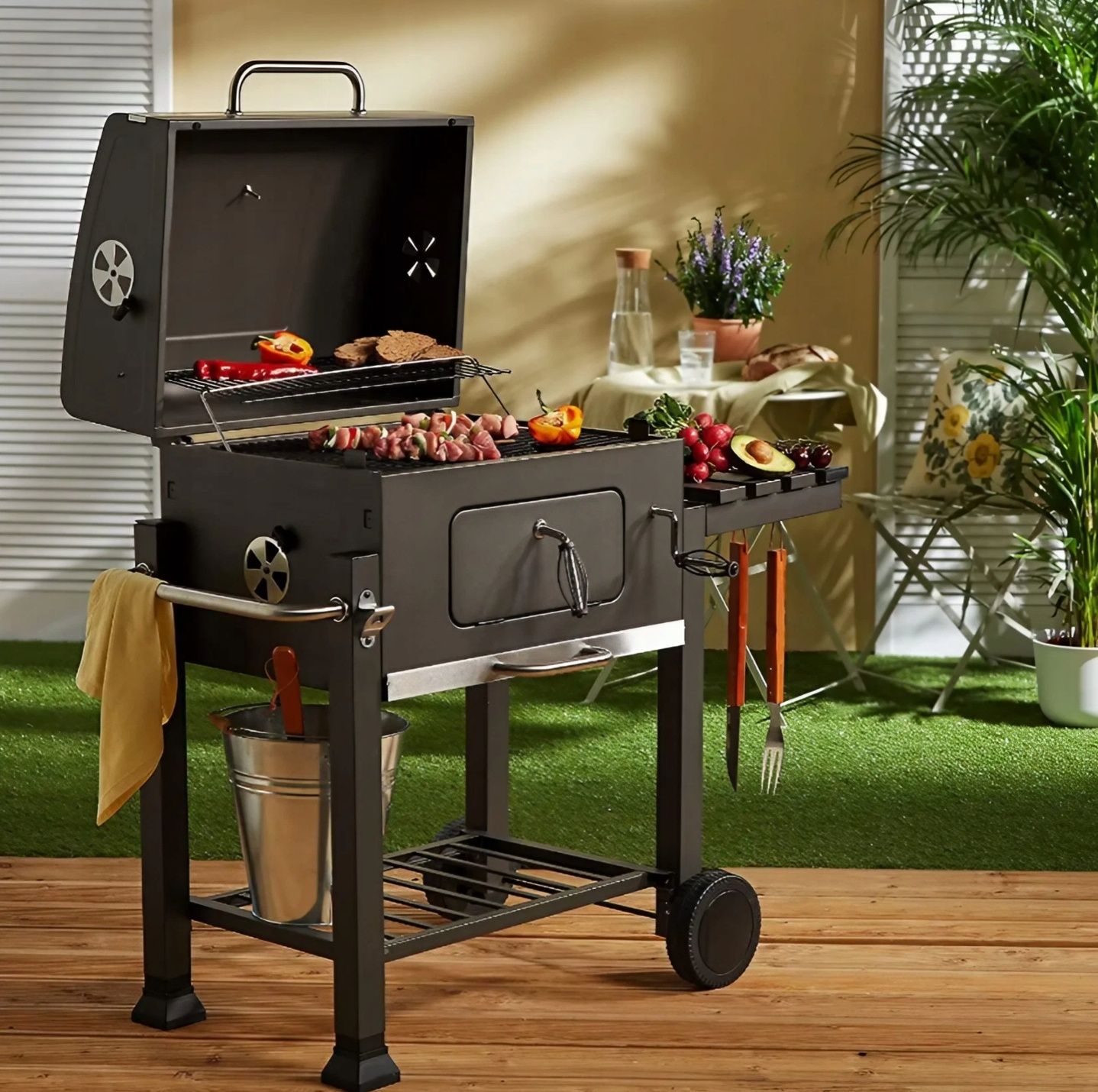 Duży Grill Węglowy XXL z Żeliwnym Rusztem – Idealny na Święta