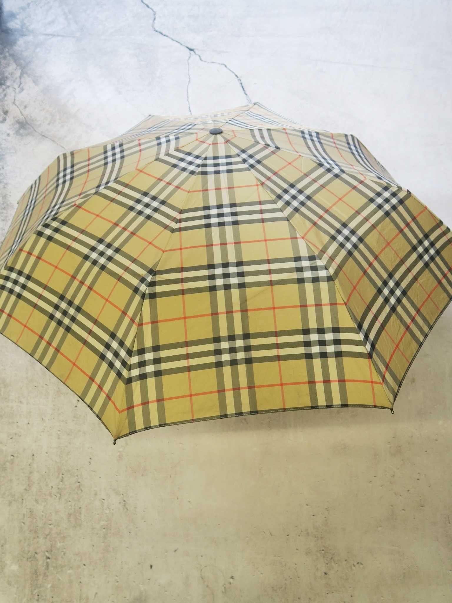 Burberry parasolka składana w patern kratę vintage