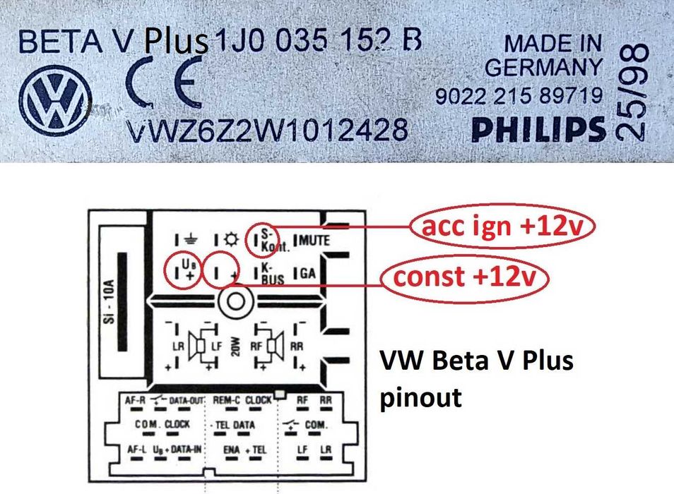 магнітола VW Beta V Plus з блютуз