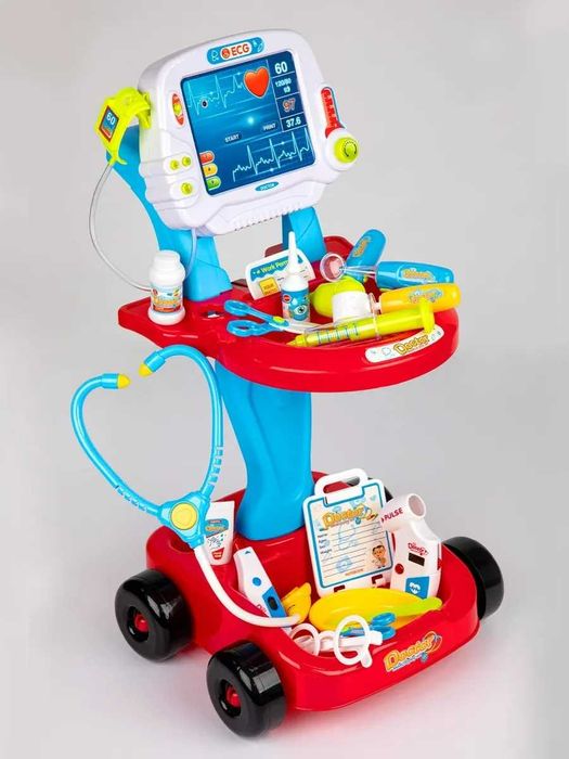 Дитячий ігровий набір лікаря візок зі світлом та звуком 17 предметів