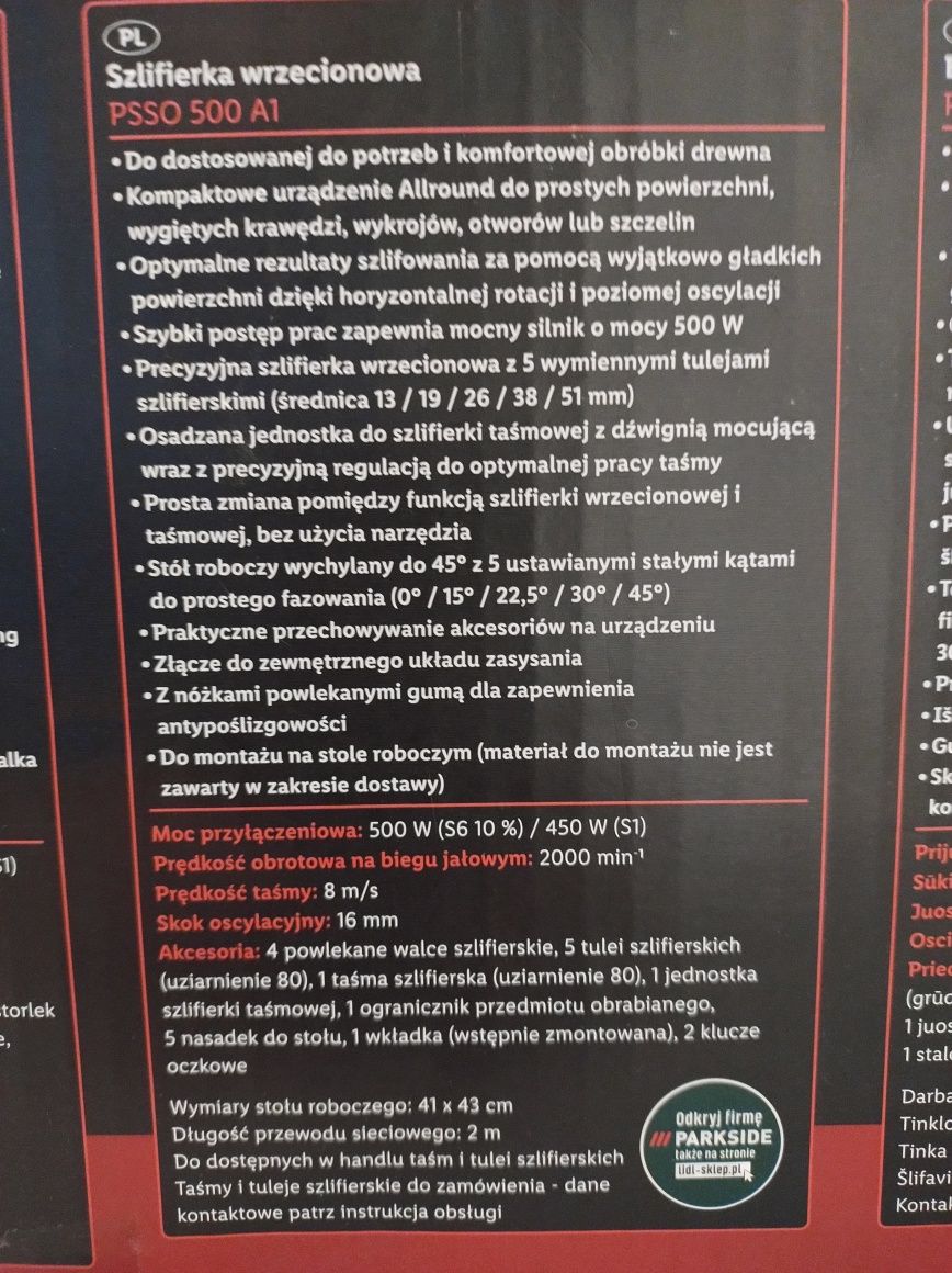 Szlifierka wrzecionowa Parkside