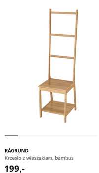 Ragrund Ikea regał łazienkowy krzesło wieszak na ręczniki bambus