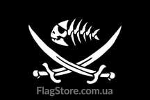 Пиратский флаг Веселый Роджер рыба 90*60/150*90 см прапор Jolly Roger