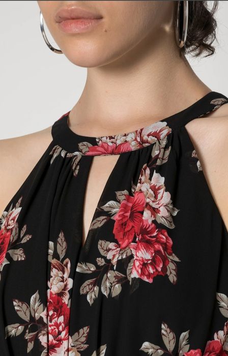 Vila maxi sukienka w kwiaty czarna długa S/M