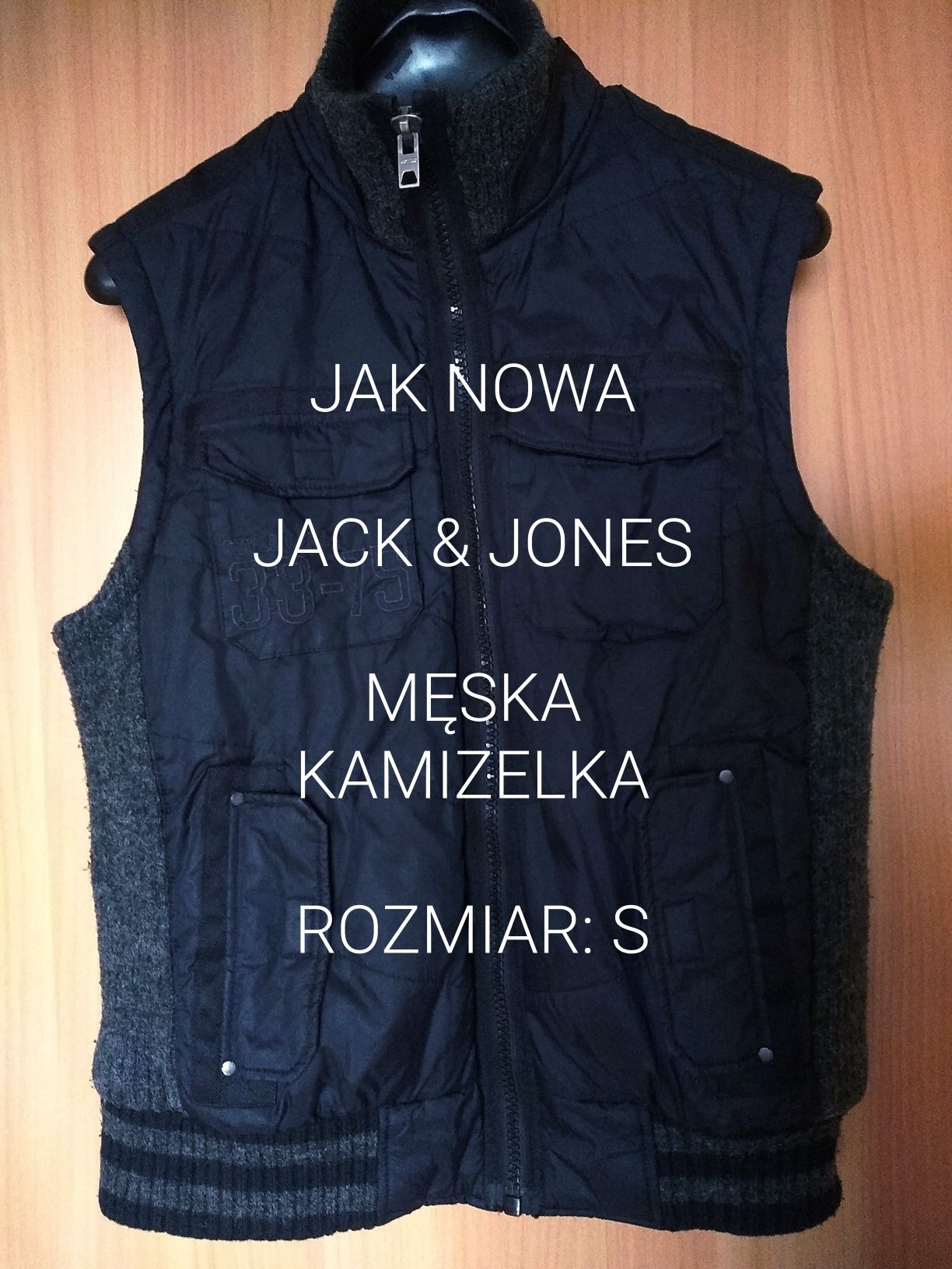 JACK & JONES, Męska kamizelka ze wstawkami z dzianiny, Rozmiar S