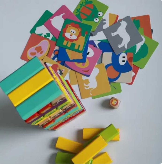 Дженга деревянная, цветная с животными Top Bright