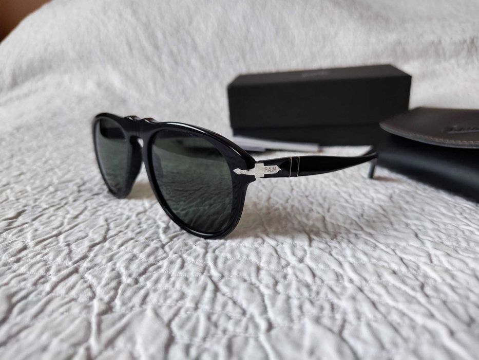 Persol PO0649 95/31 Black Lents Green Handmde in Italy Clássic Intmprl
