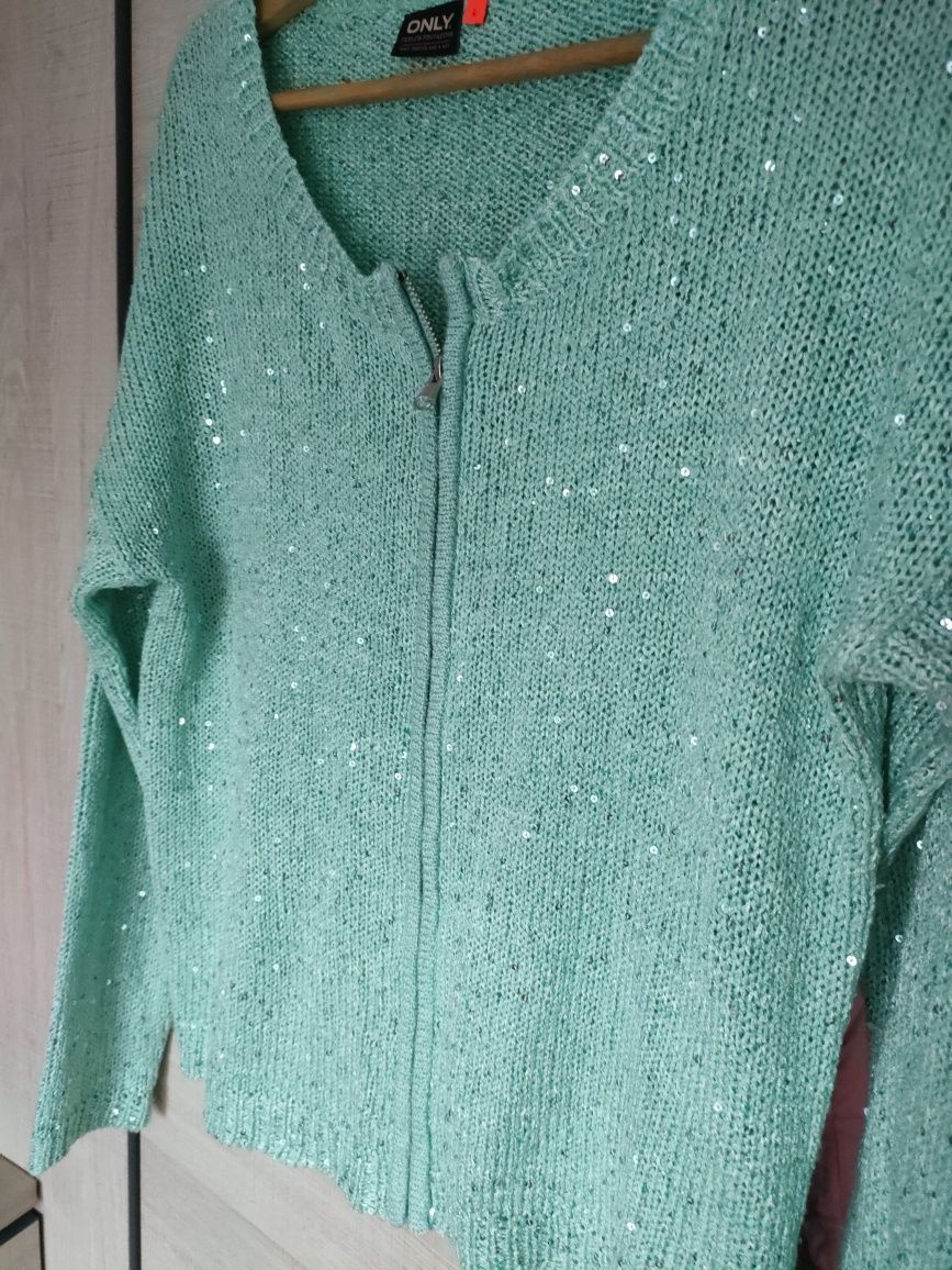 Śliczny elegancki damski sweterek sweter z cekinami ONLY rozmiar L