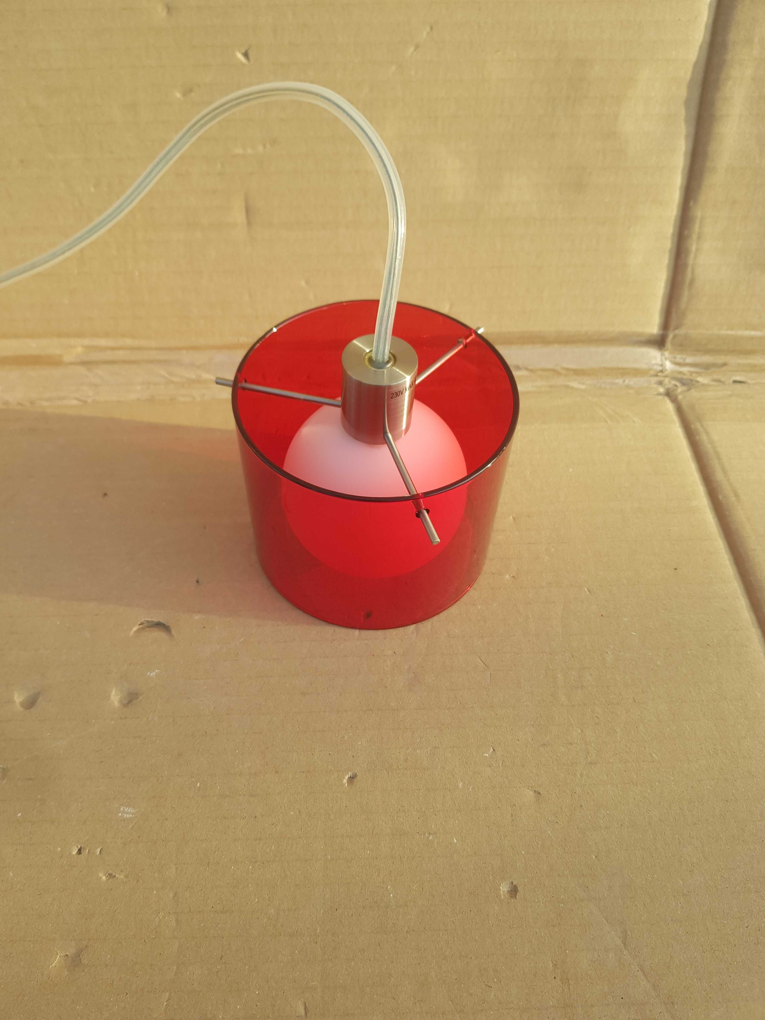 Lampa wisząca TUBA czerwona SZKŁO do przedpokoju 40W G9
