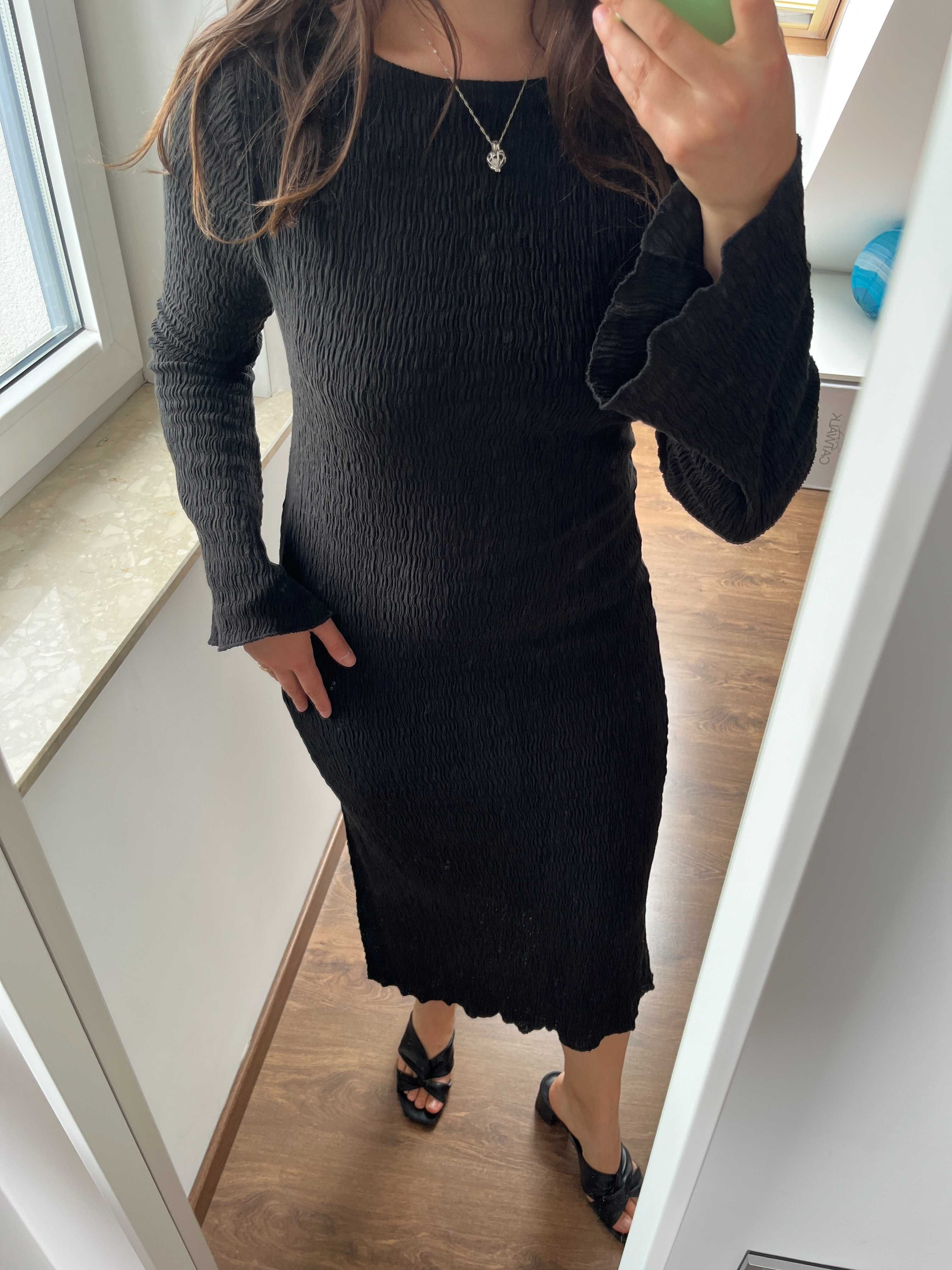 Czarna sukienka midi Medicine rozm. L, lato, wakacje, old money casual