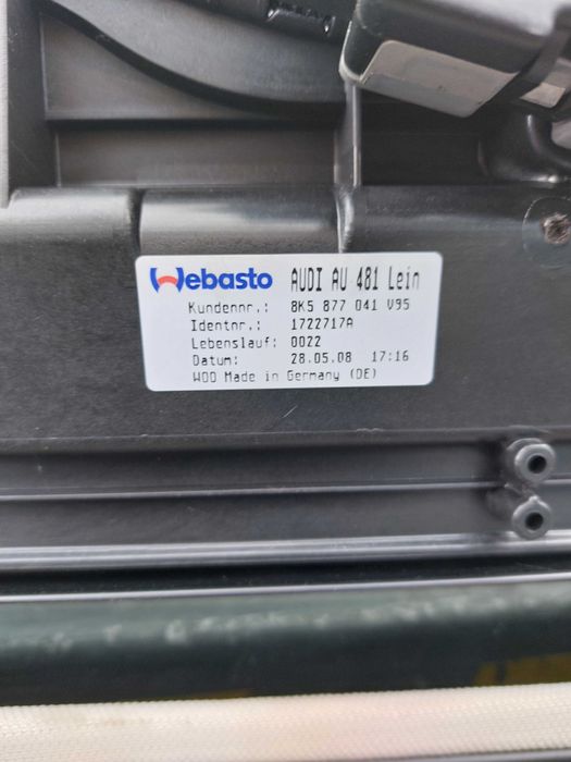 Szyberdach Audi A4 B8 8K5 Sedan + silniczek 8K58  77041, 8K095  9591B