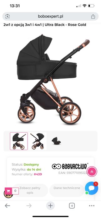 SPRZEDAM!!! Wózek Babyactive Musse Ultra Black-Rose Gold