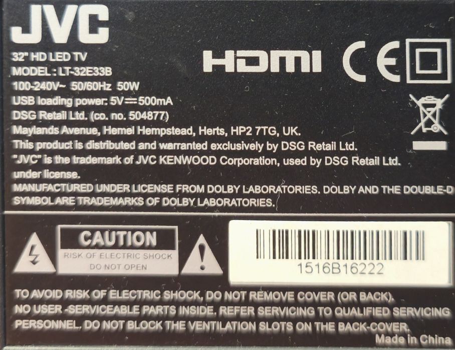 Телевізор JVC LT-32E33B Led  32 дюйма