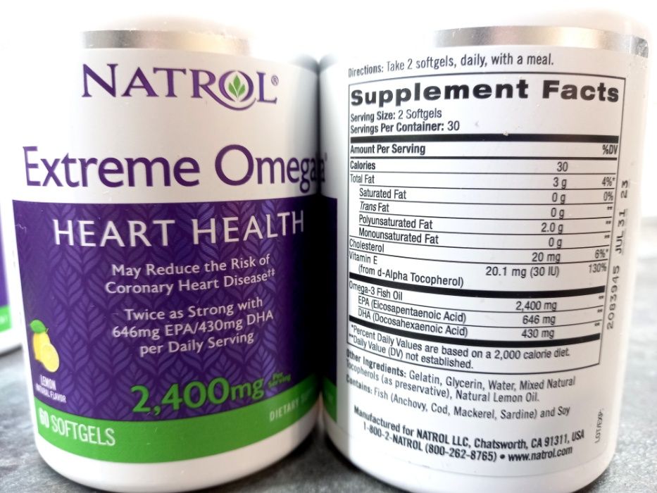 Natrol, Extreme Omega-3 (60 капс.), омега-3 концентрат + масло лимона