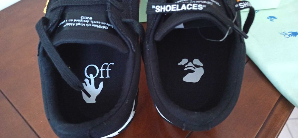 (r. 41) Nowe buty OFF-WHITE Vulcanized Low Black Orange Canvas czarne