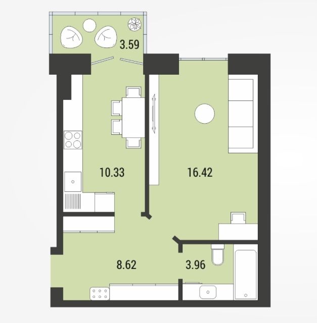 Однокімнатна квартира в новобудові на Чайці