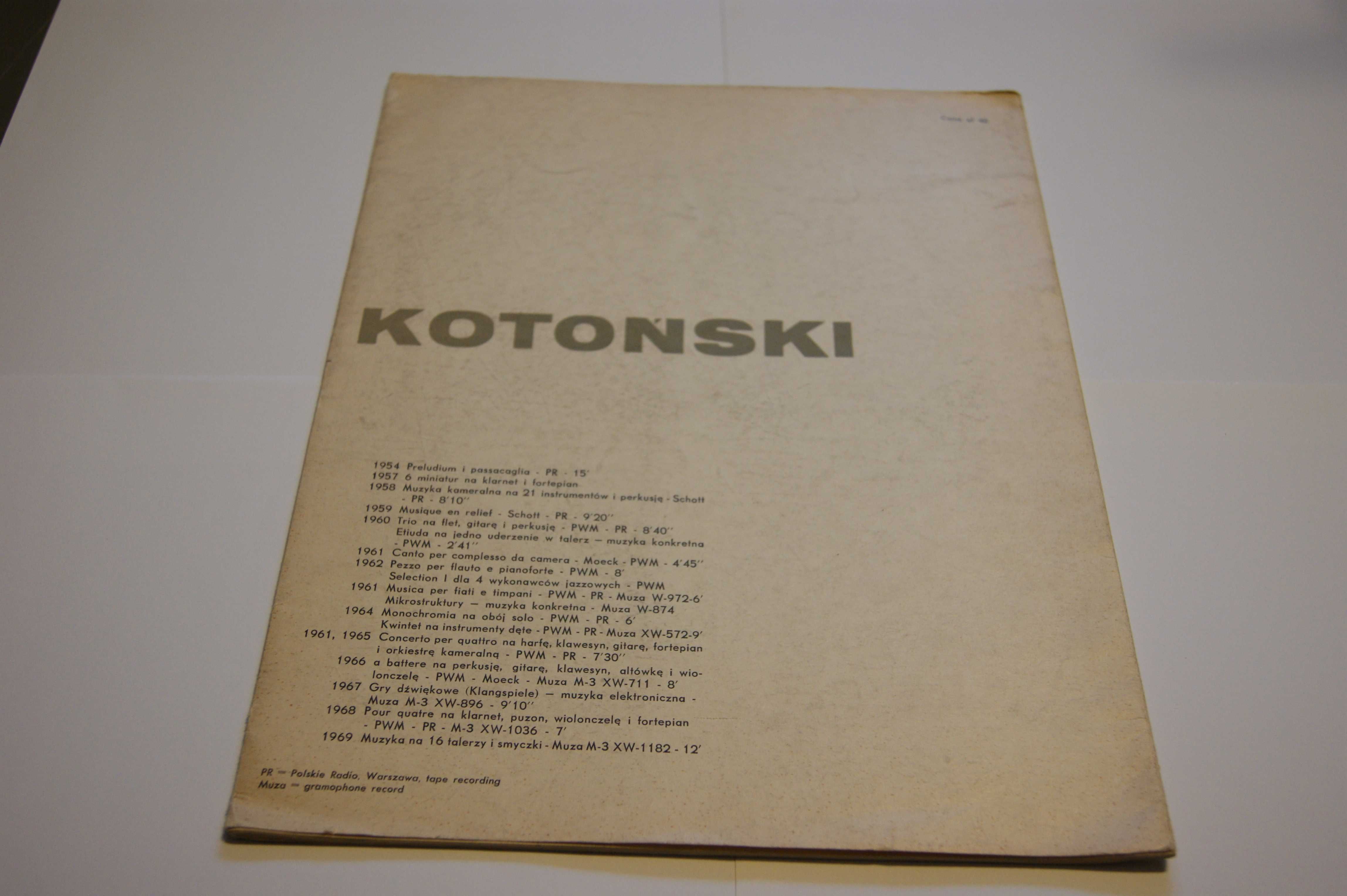 Włodzimierz Kotoński – "Canto" per complesso da camera