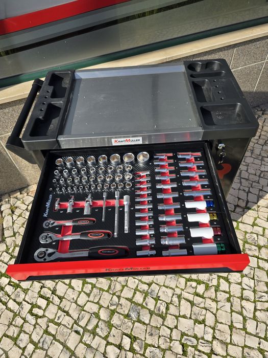 Kit par oficina carrinho de 7 gavetas completas macaco e preguiças