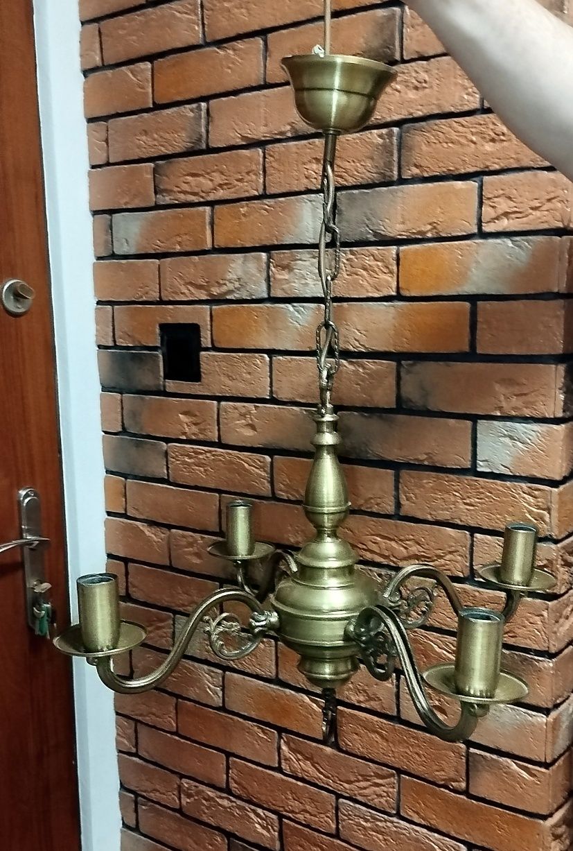 Żyrandol metalowy stare złoto 4 żarówki