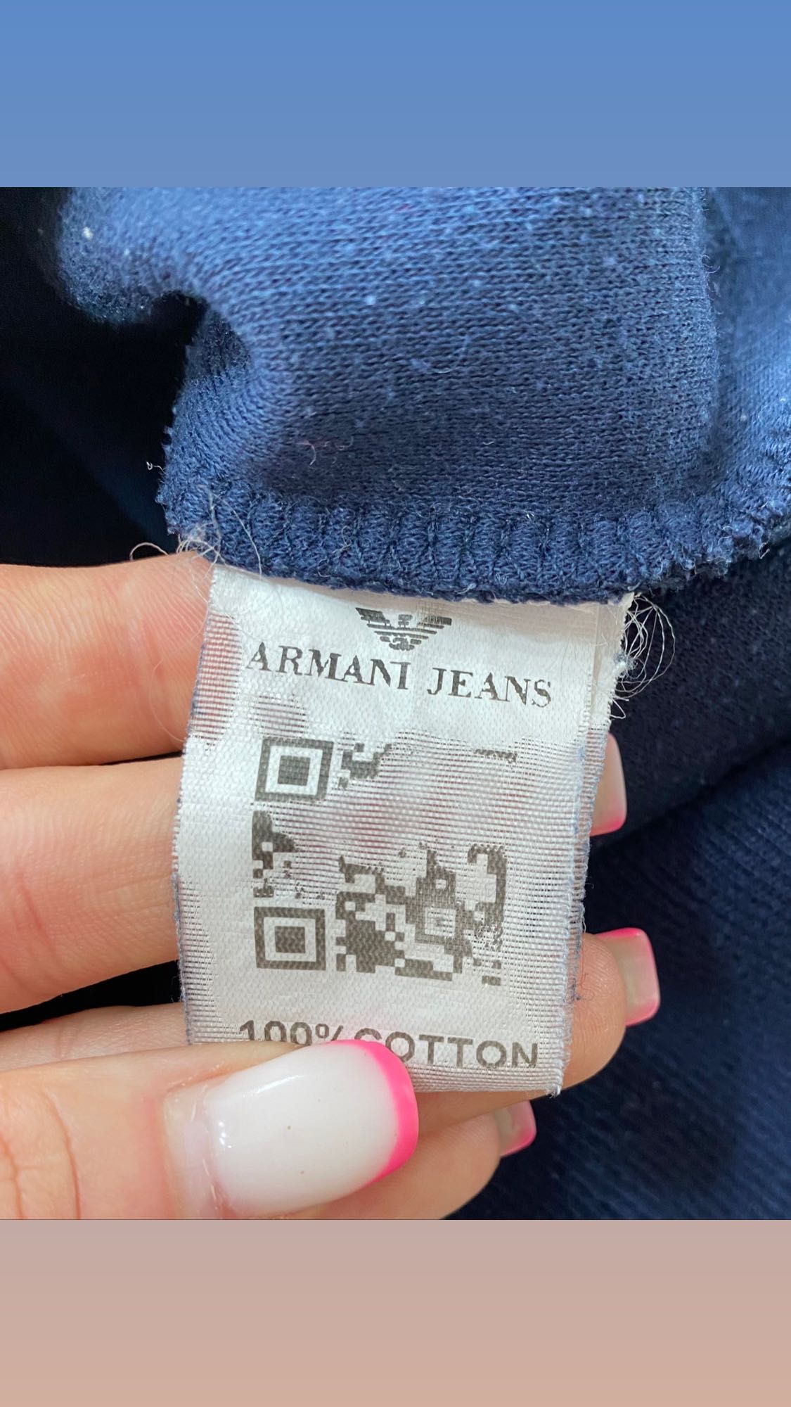 Półgolf męski rozpinany sweter bluza Armani Jeans granatowy L